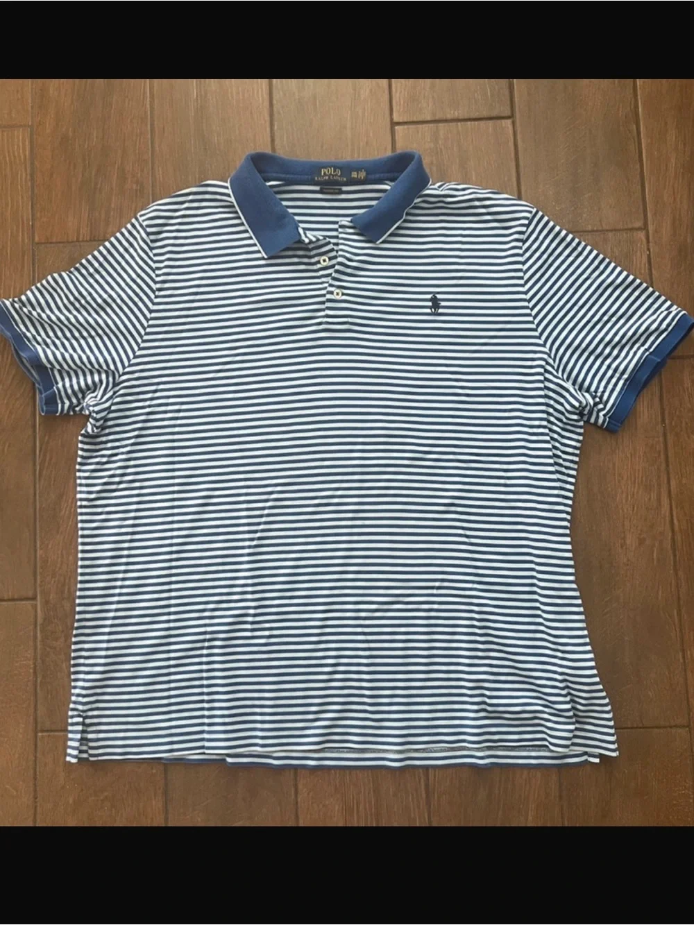 Polo Ralph Lauren Blue and White Striped Polo Classic Fit XXL
